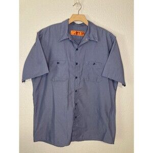 Red Kap Work Uniform Shirt XL Blue Short Sleeve Front Pockets Industrial